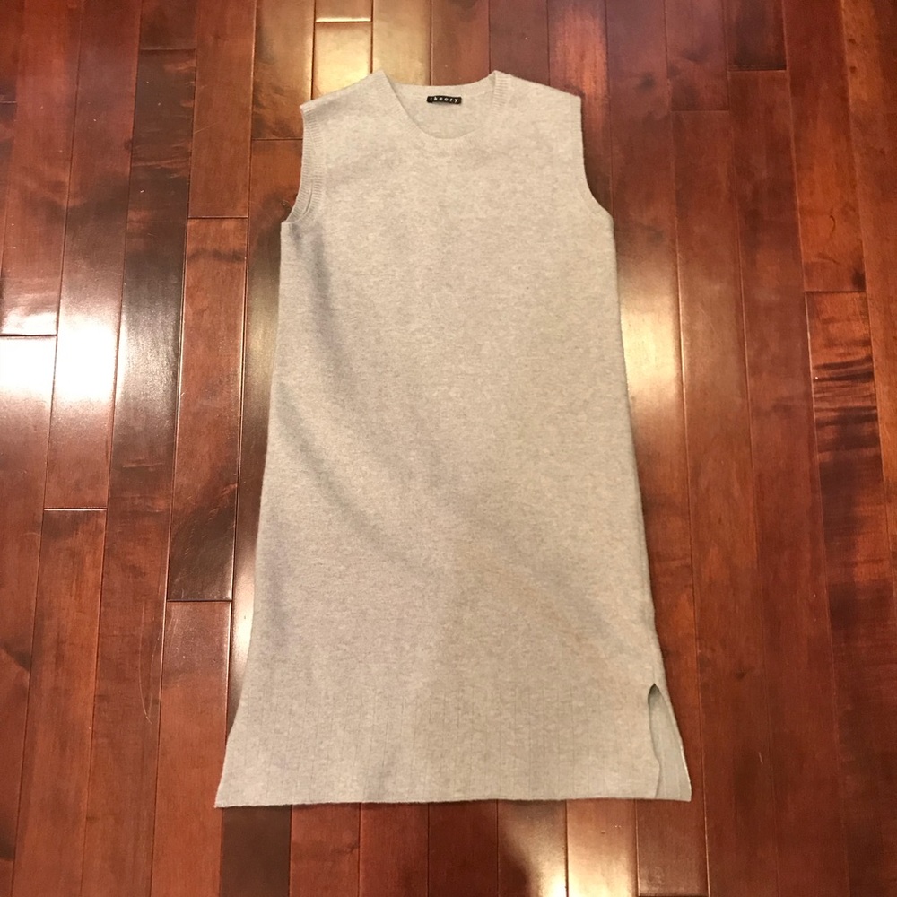 Theory Rosetty Grey Wool Blend Sleeveless Dress